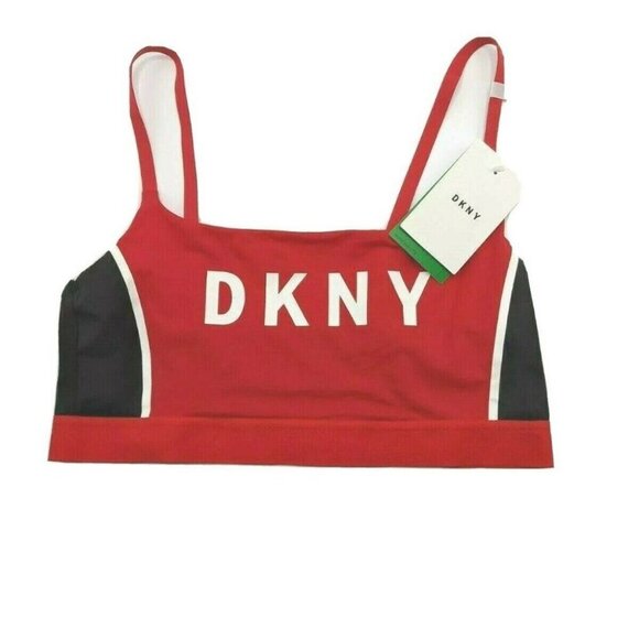 DKNY Intimates Women Wire Free Bralette Red with White Logo Size Large NEW - Picture 6 of 9